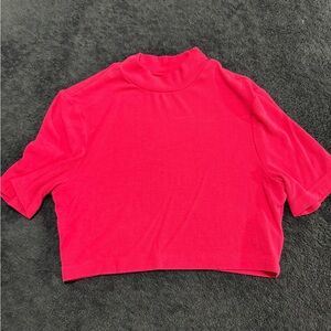 SHEIN Bright Pink Ribbed Crop Top